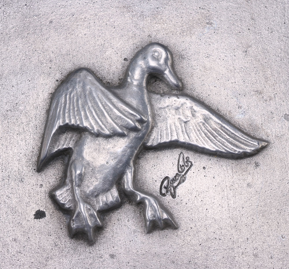 Duck Themed Pewter Ashtrays and Cigarette Case