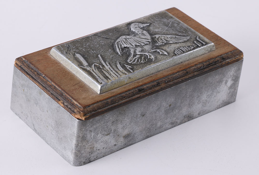 Duck Themed Pewter Ashtrays and Cigarette Case