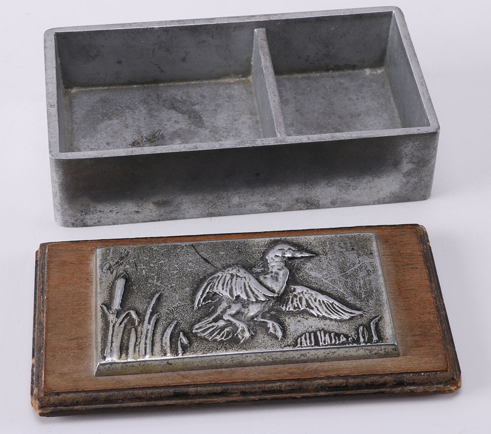 Duck Themed Pewter Ashtrays and Cigarette Case