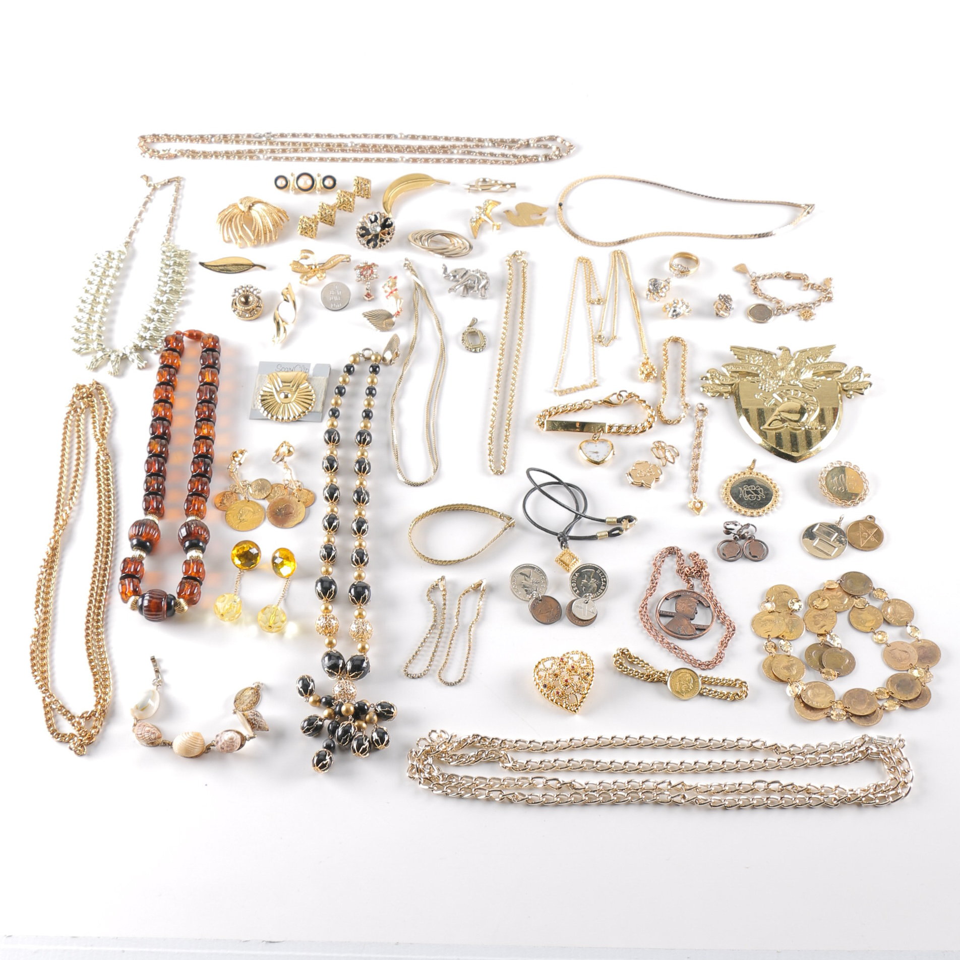 Gold Tone Costume Jewelry Including Monet