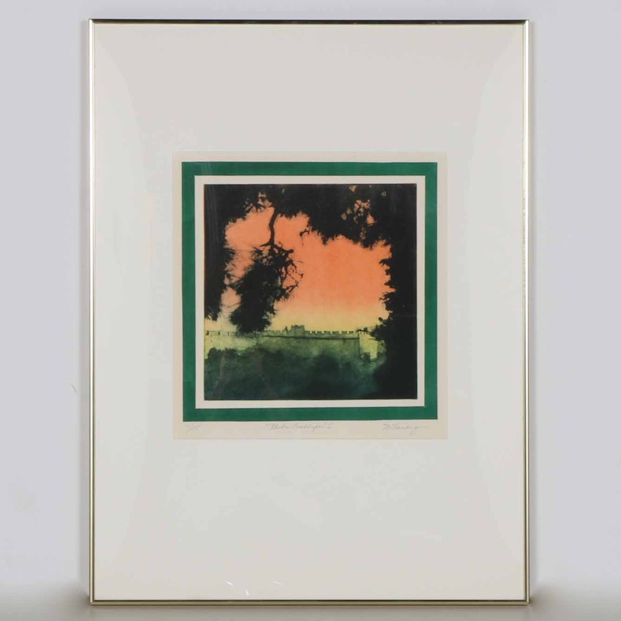 Limited Edition M. Feinberg Aquatint "Rhodes Landscape I"