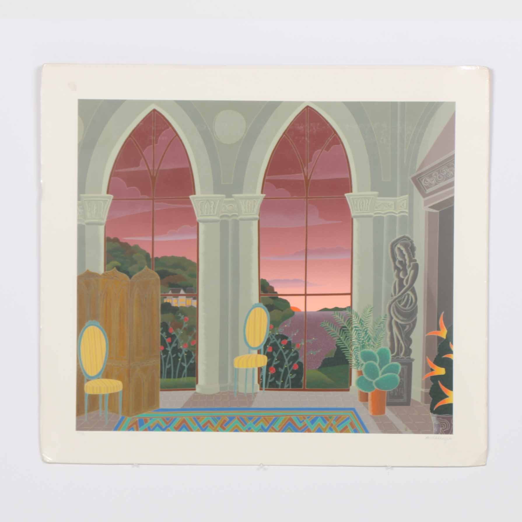 Thomas McKnight Limited Edition Serigraph of an Interior Scene a