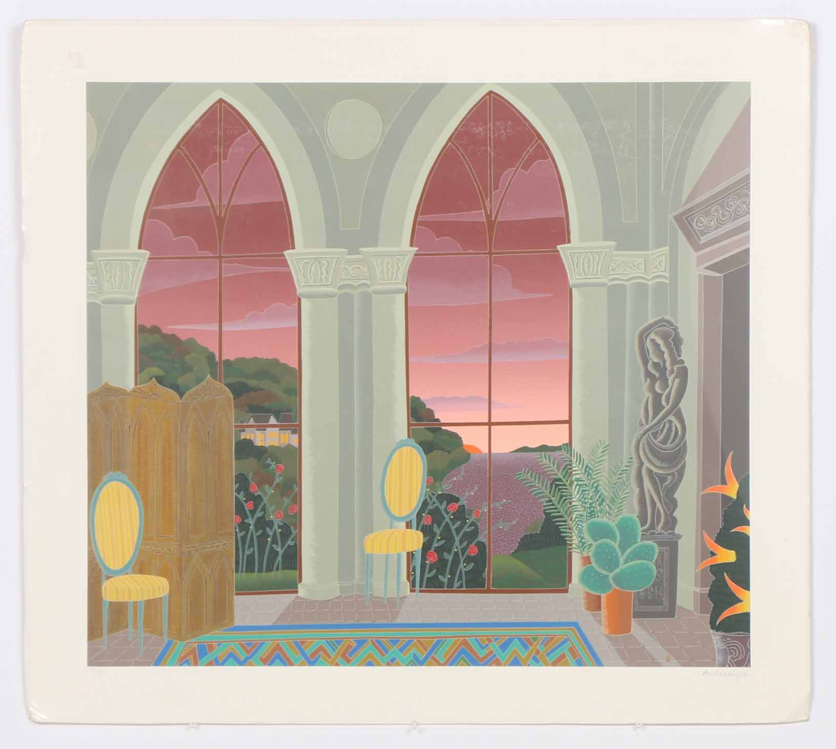 Thomas McKnight Limited Edition Serigraph of an Interior Scene a