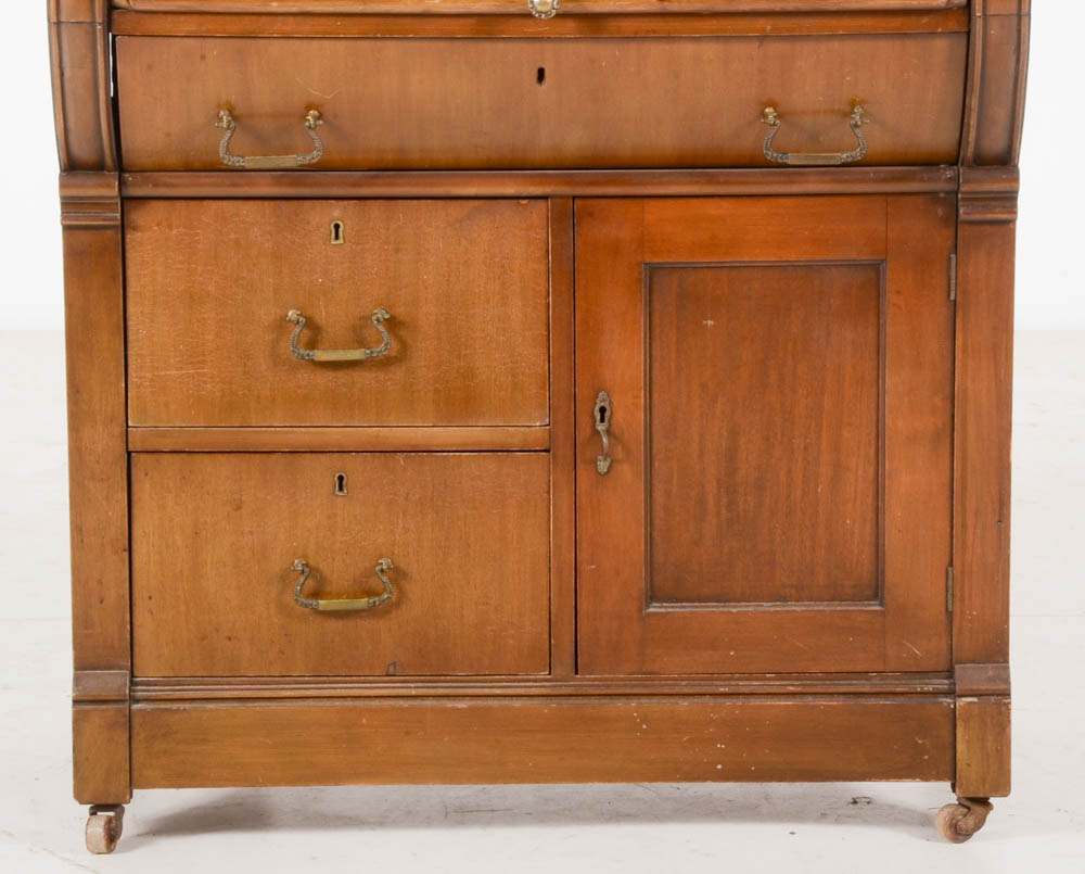 Antique Roll-Top Secretary Desk with Hutch