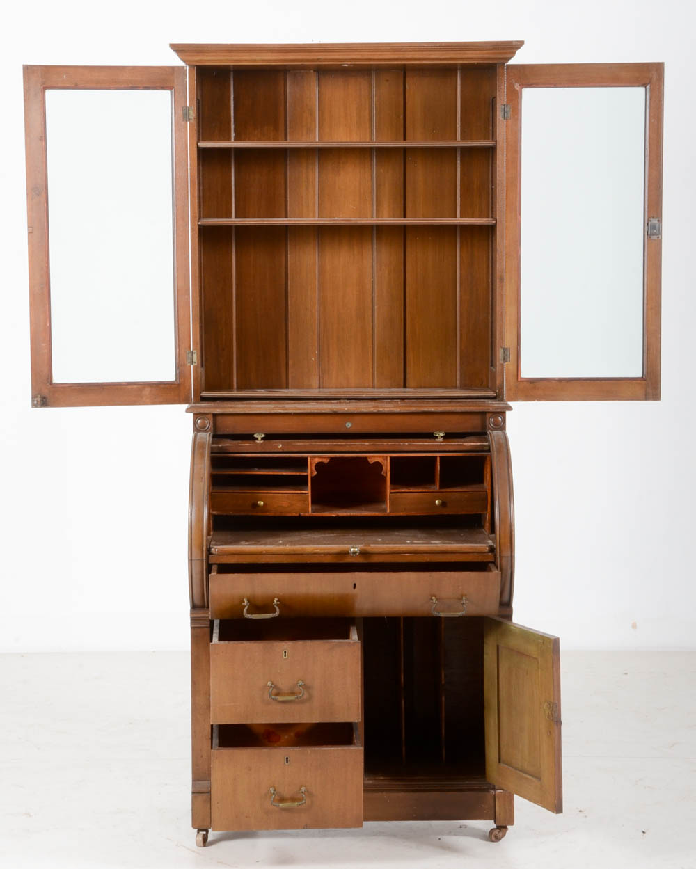 Antique Roll-Top Secretary Desk with Hutch