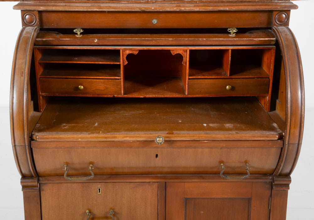 Antique Roll-Top Secretary Desk with Hutch