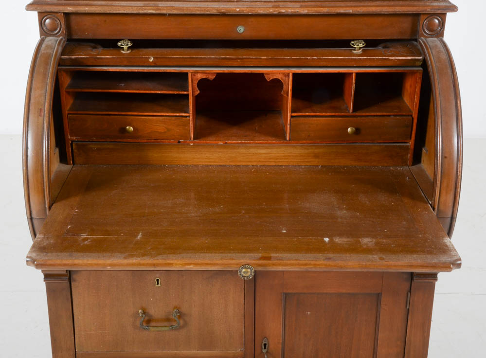 Antique Roll-Top Secretary Desk with Hutch