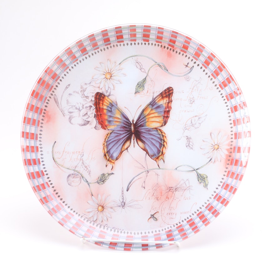 Glass Butterfly Plate With Thoreau Quotes