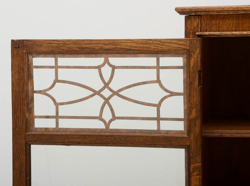 Antique Oak Glass-Door Bookcase