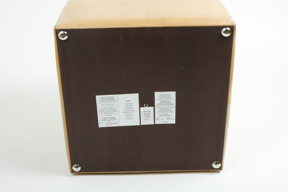 Jamie Young Cube Shaped Leather Ottoman