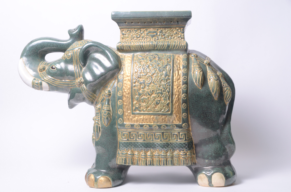 Ceramic Elephant Plant Stand or Side Table