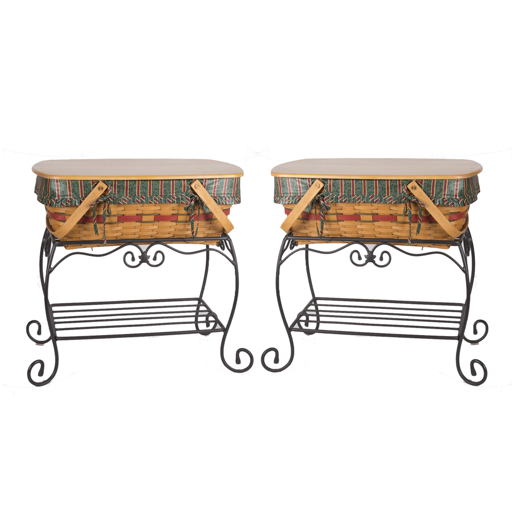 Longaberger Baskets in Wrought Iron Stands
