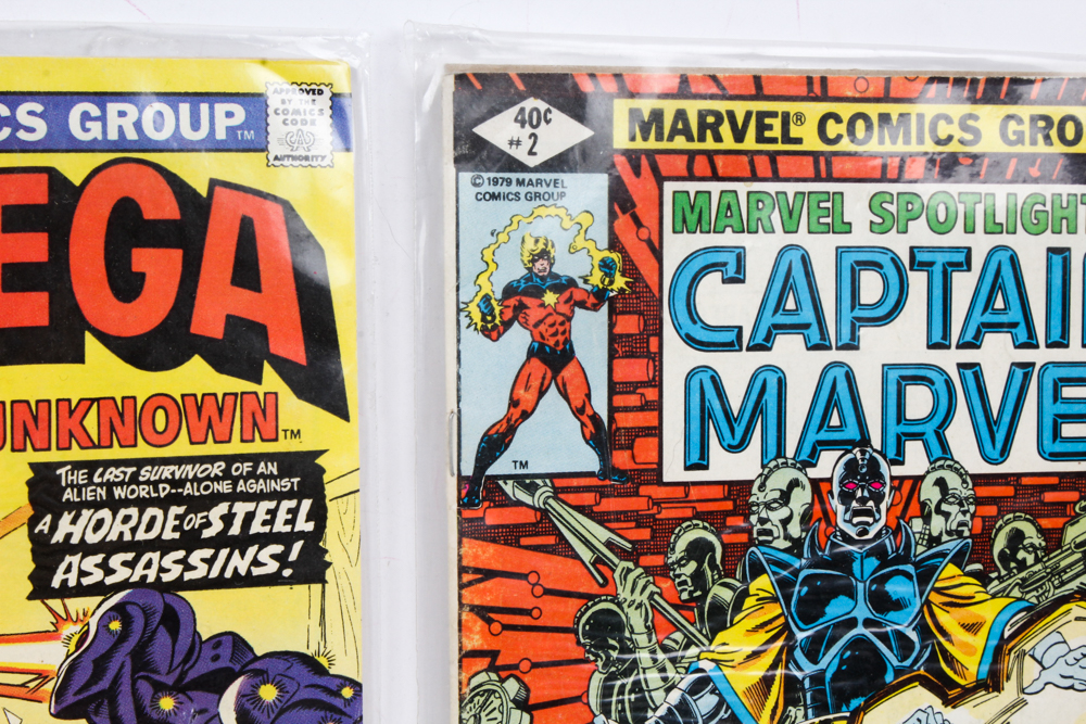 Group of Marvel Comics with "Captain Marvel"