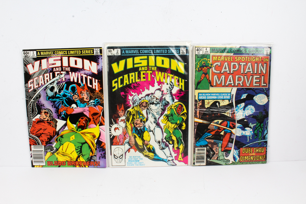 Group of Marvel Comics with "Captain Marvel"