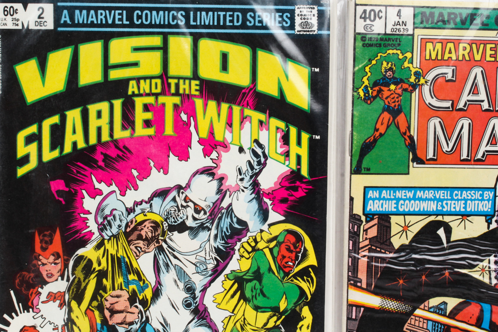 Group of Marvel Comics with "Captain Marvel"