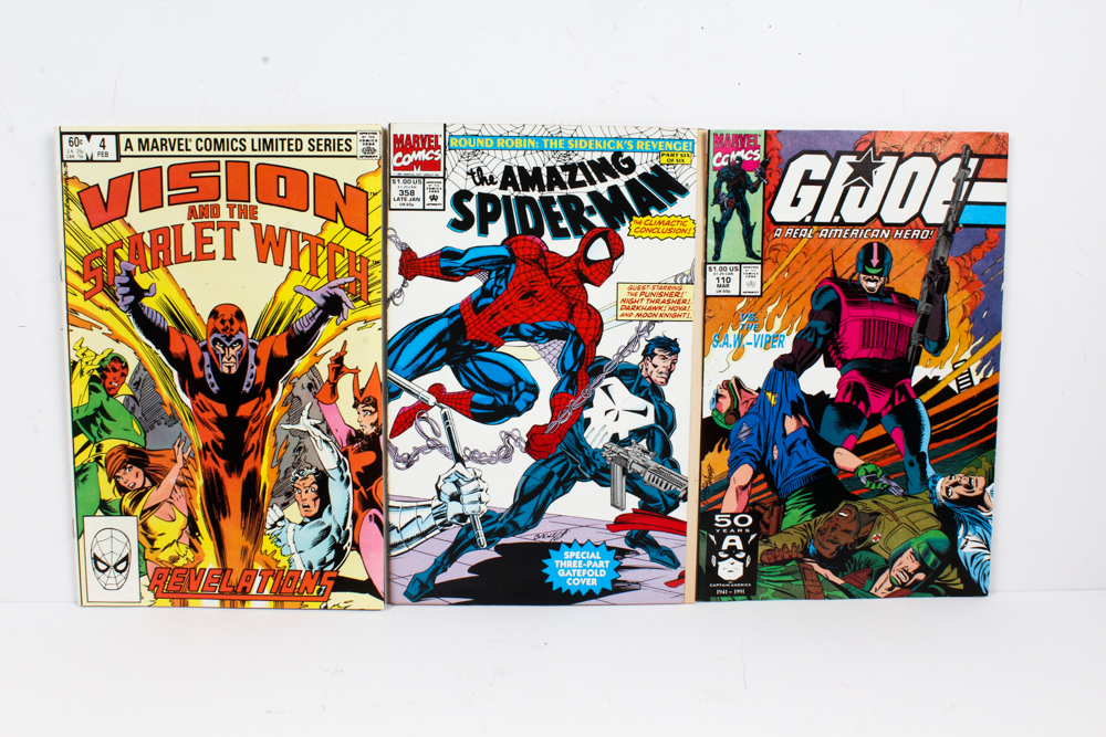 Group of Marvel Comics with "Captain Marvel"