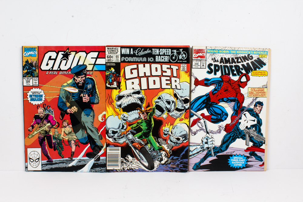 Group of Marvel Comics with "Captain Marvel"