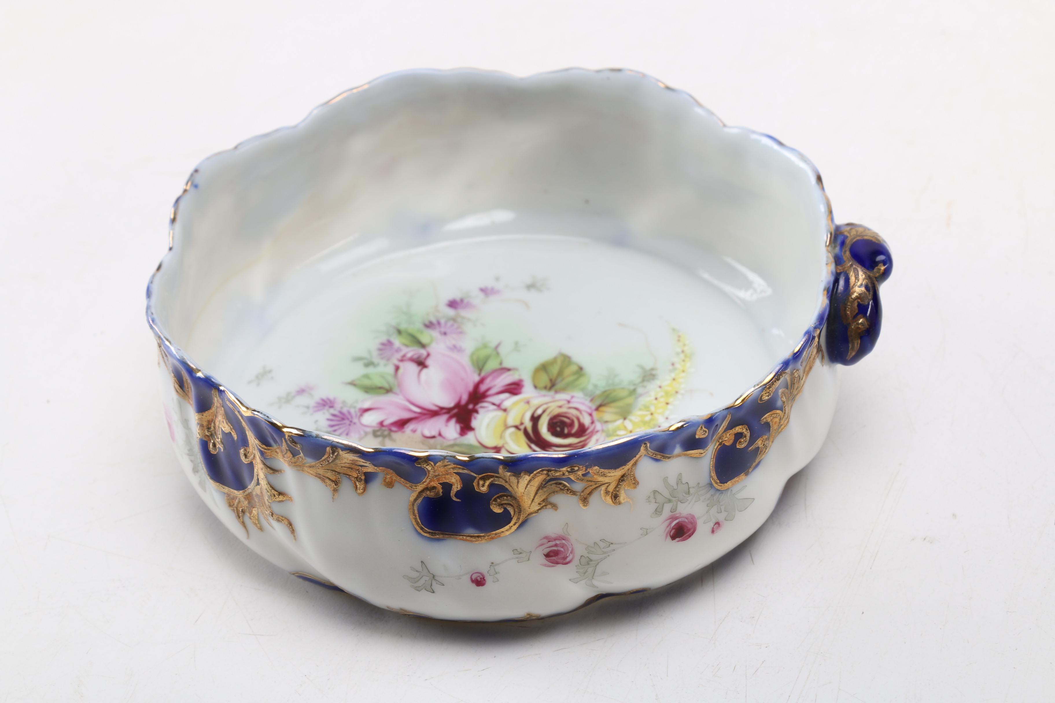 Collection of Floral China Dishes and Bowl Including Limoges