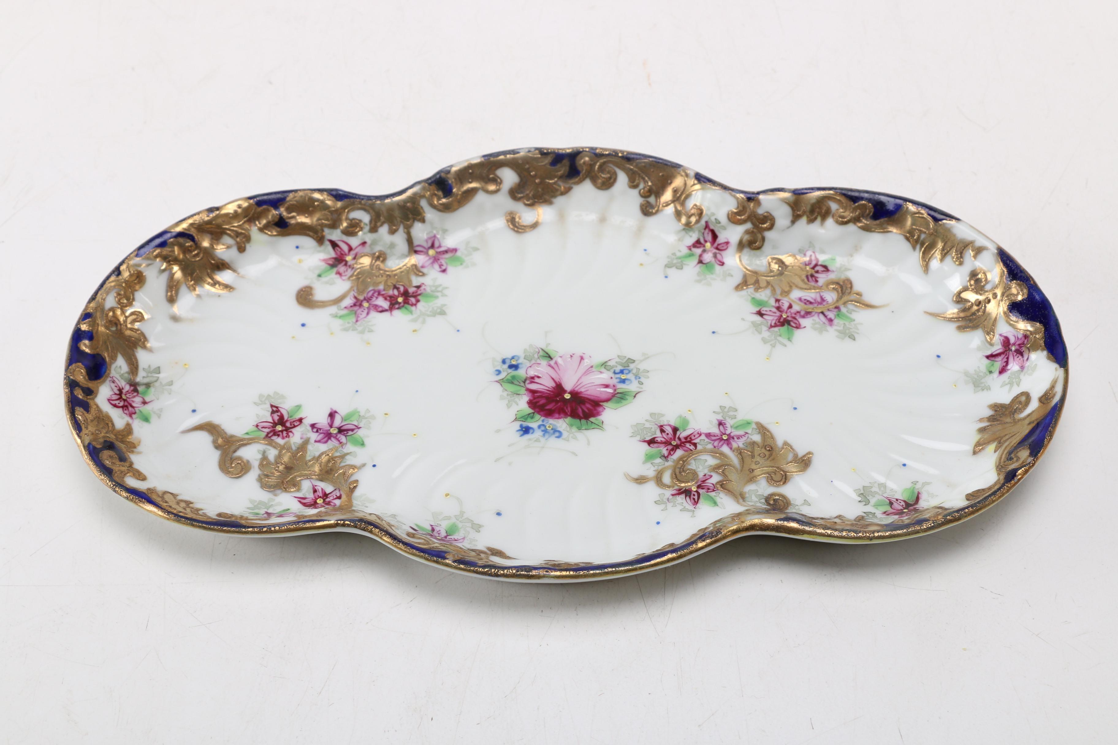 Collection of Floral China Dishes and Bowl Including Limoges