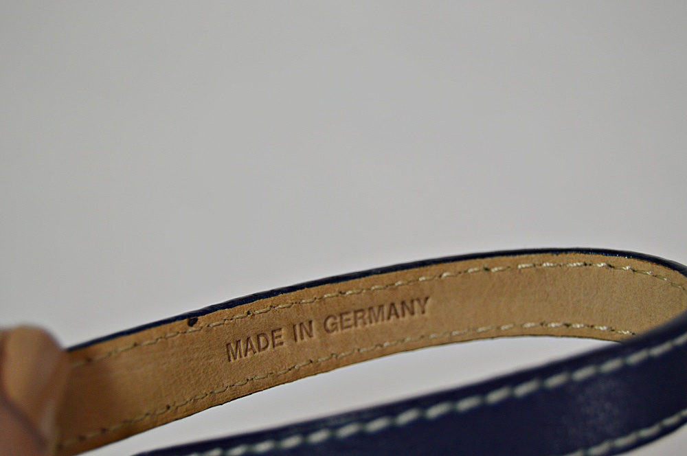 Dimacci Navy Leather and Brass Snaffle Bit Equestrian Bracelet