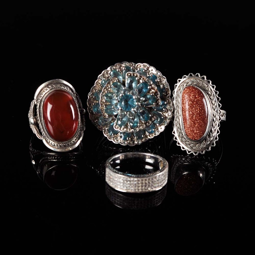 Sterling Silver Simulated Stone Rings