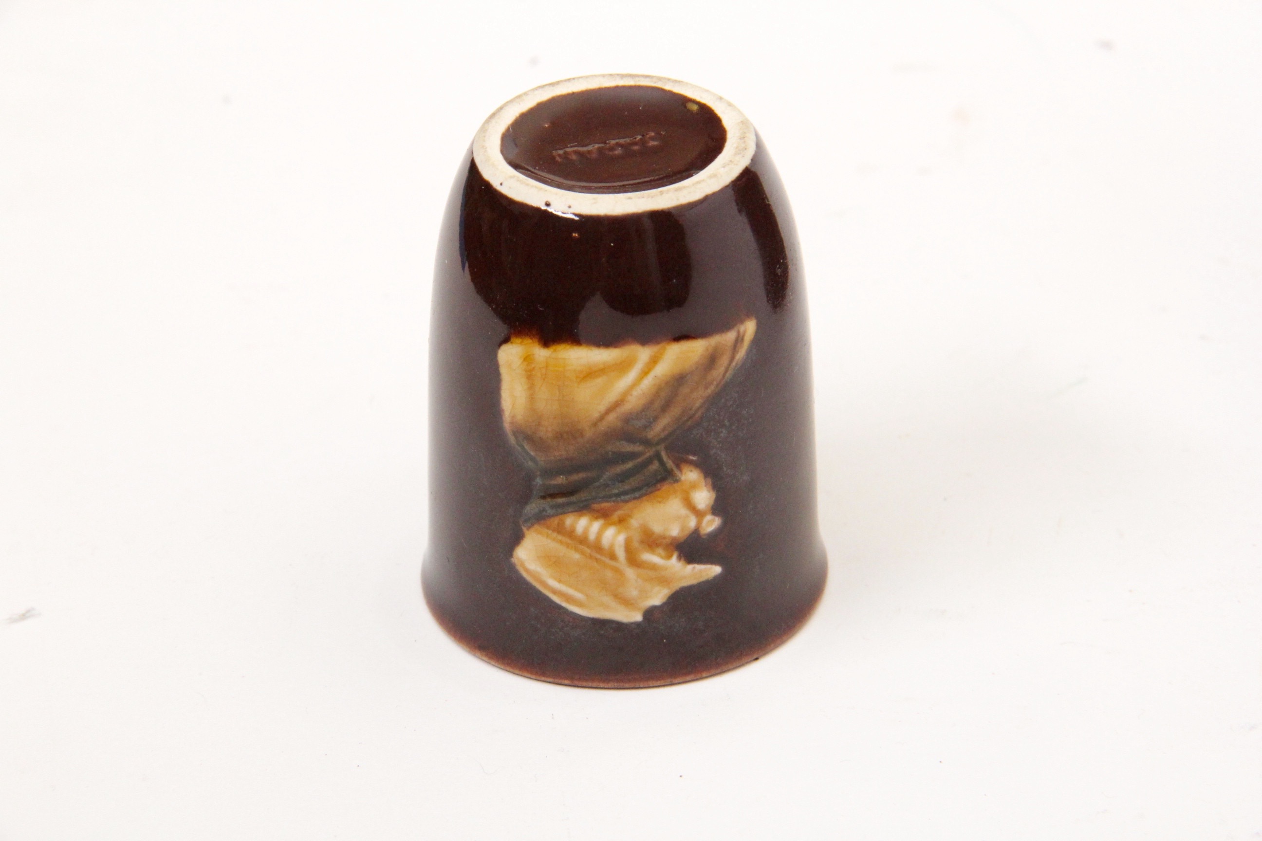 Japanese Ceramic Detective Decanter and Matching Cup