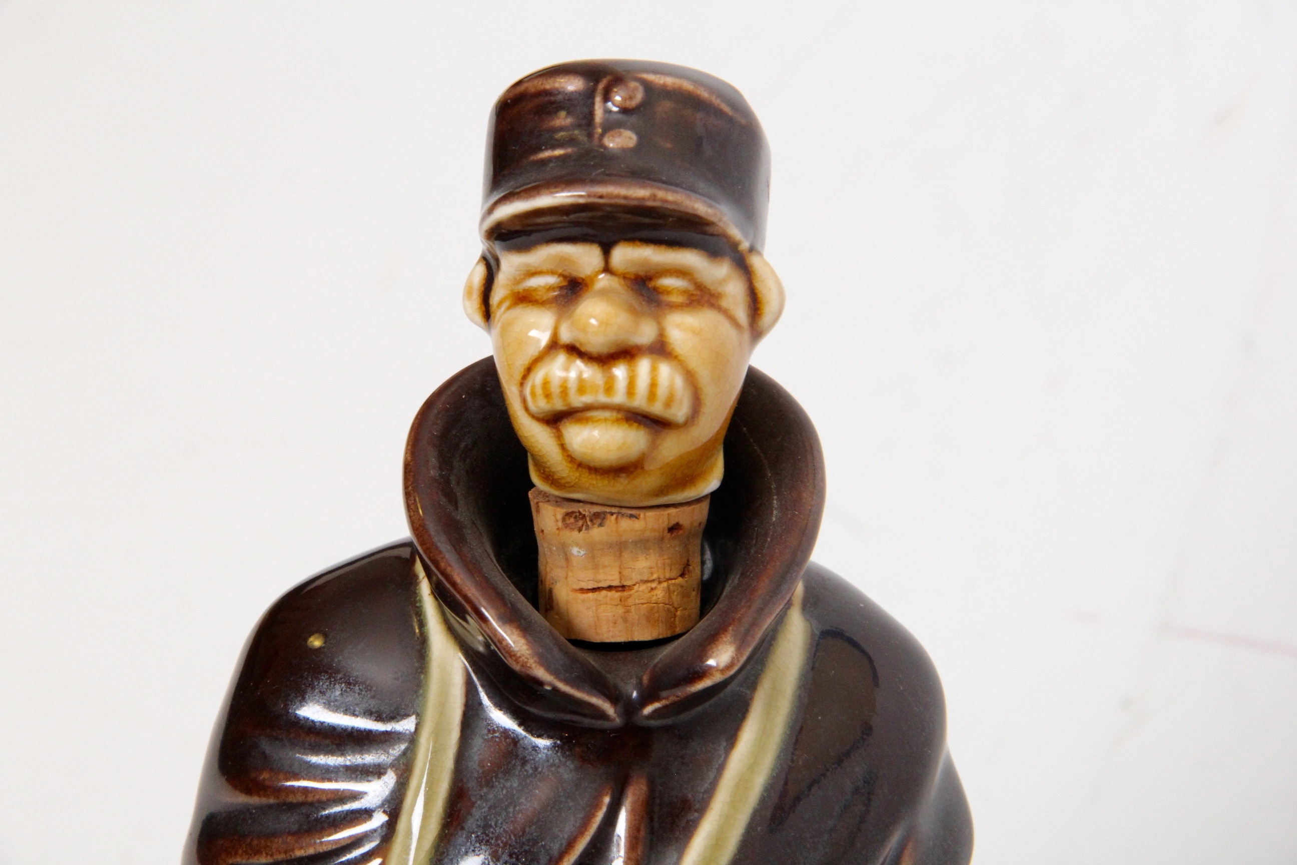 Japanese Ceramic Detective Decanter and Matching Cup