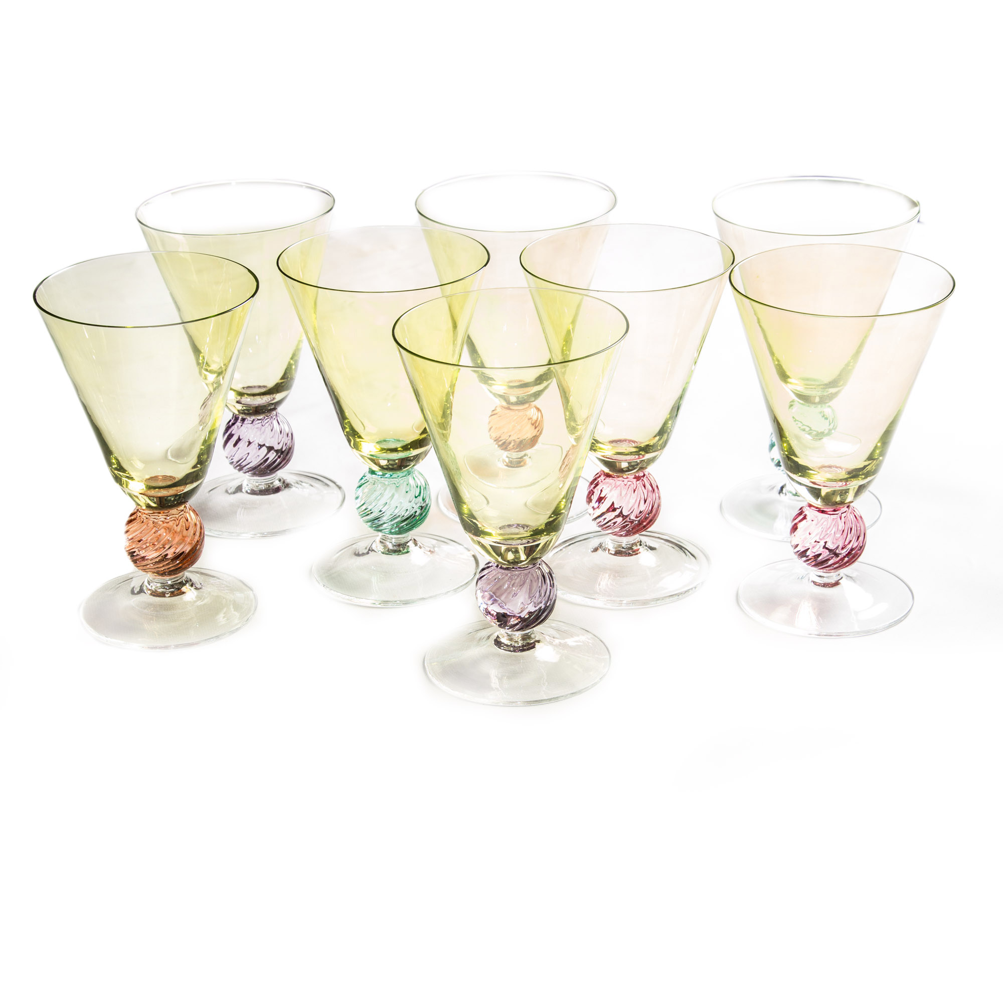 Romanian Colorful Glass Goblets