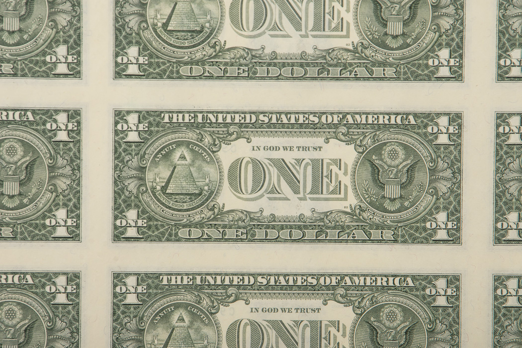 Sheet of Uncut U.S. Dollar Bills