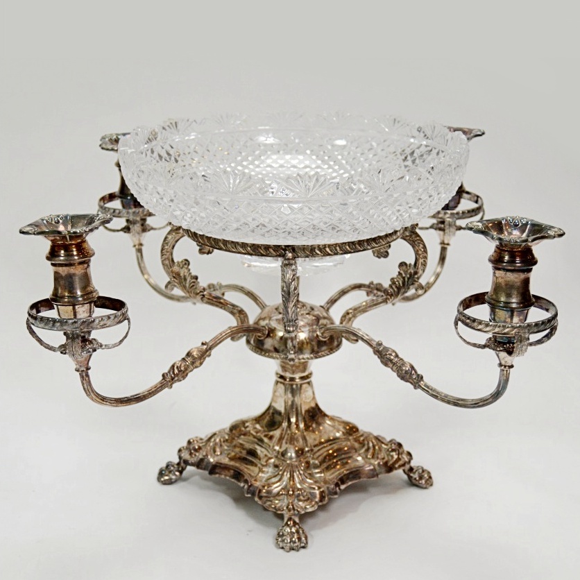 Israel Freeman & Son Silver Plate and Glass Epergne