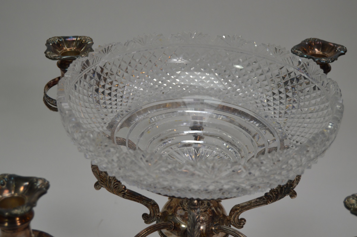 Israel Freeman & Son Silver Plate and Glass Epergne