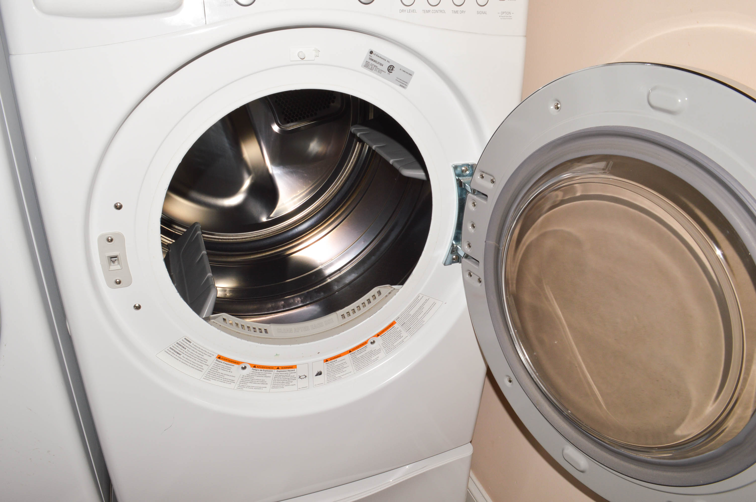 LG TrueSteam Electric Dryer with Pedestal Base