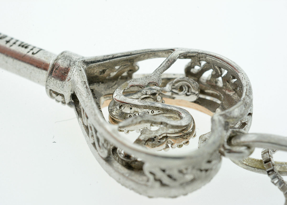 Open Hearts by Jane Seymour Sterling SIlver and 10K Rose Gold Diamond Key Pendant Necklace