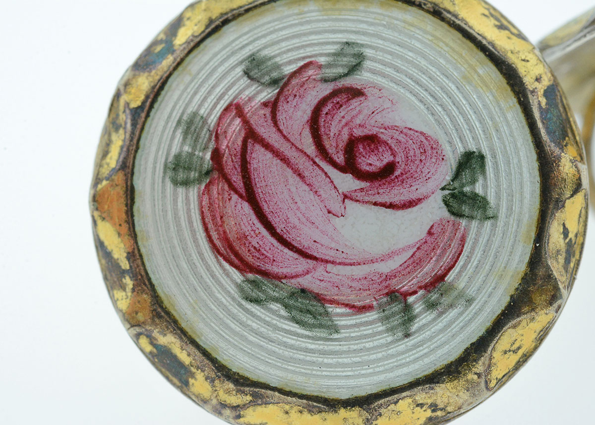 Vintage Sterling Clip On Earrings with Handpainted Enamel and Gold Plating