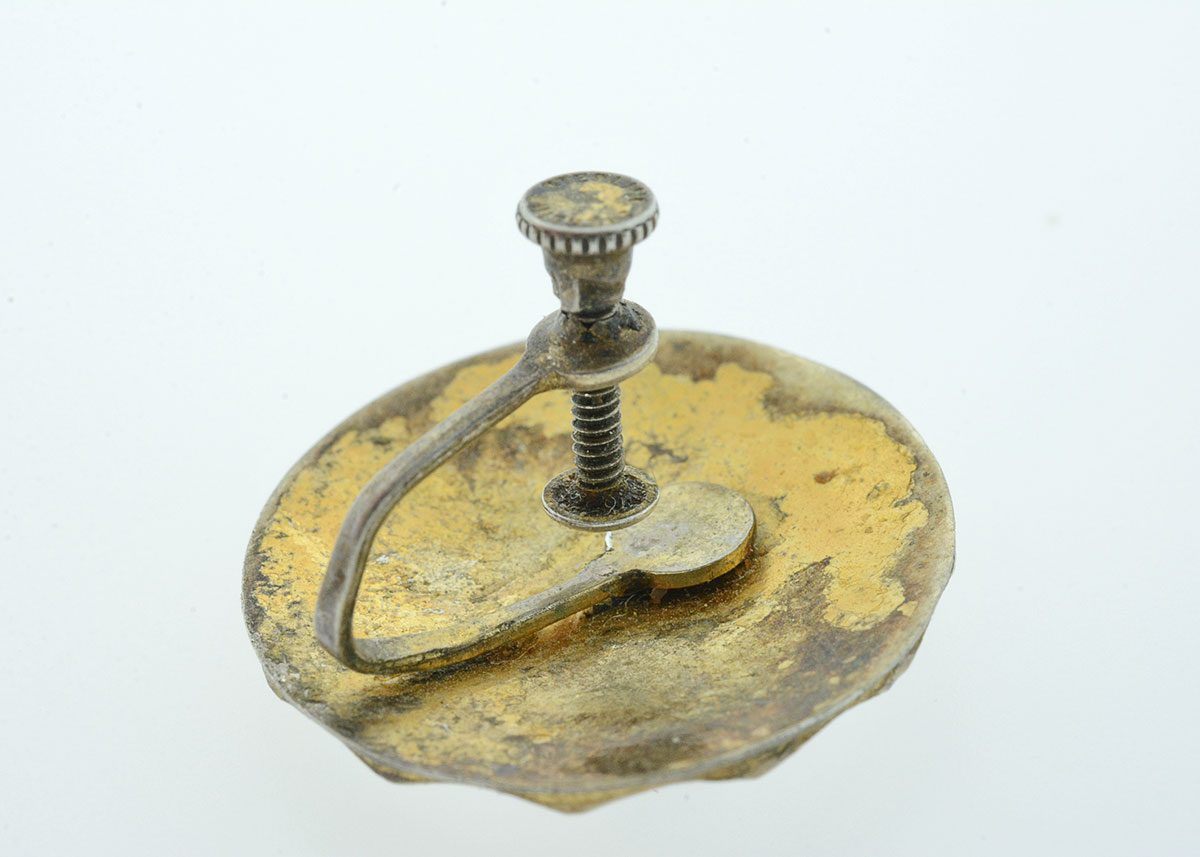 Vintage Sterling Clip On Earrings with Handpainted Enamel and Gold Plating