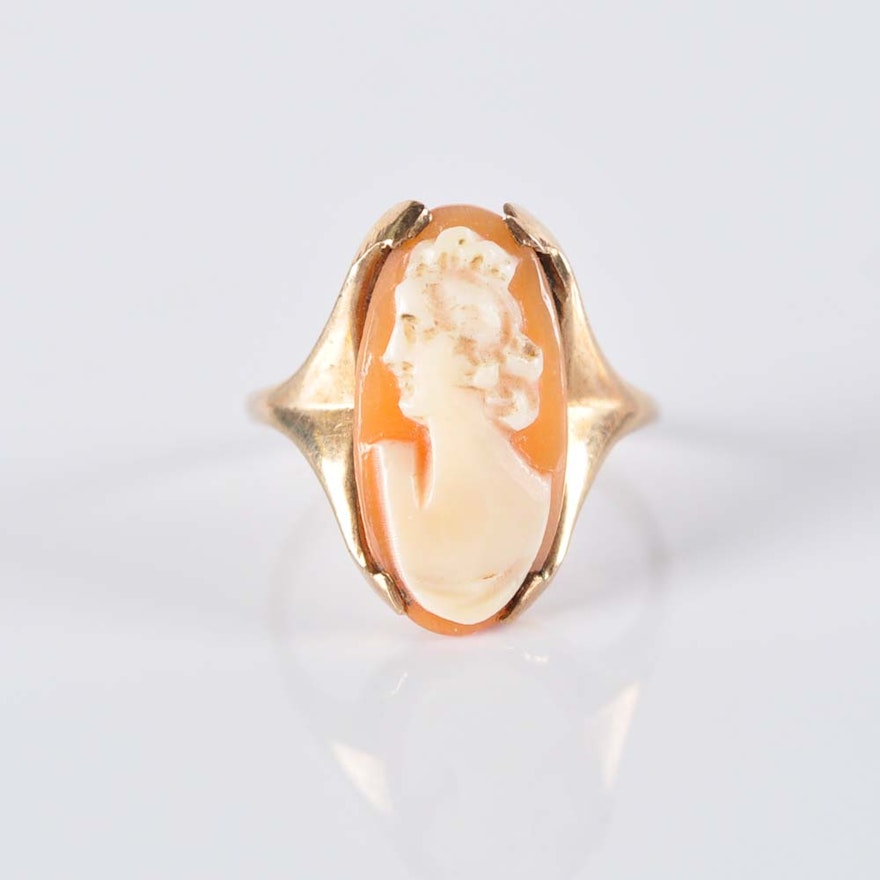 10K Shell Cameo Ring