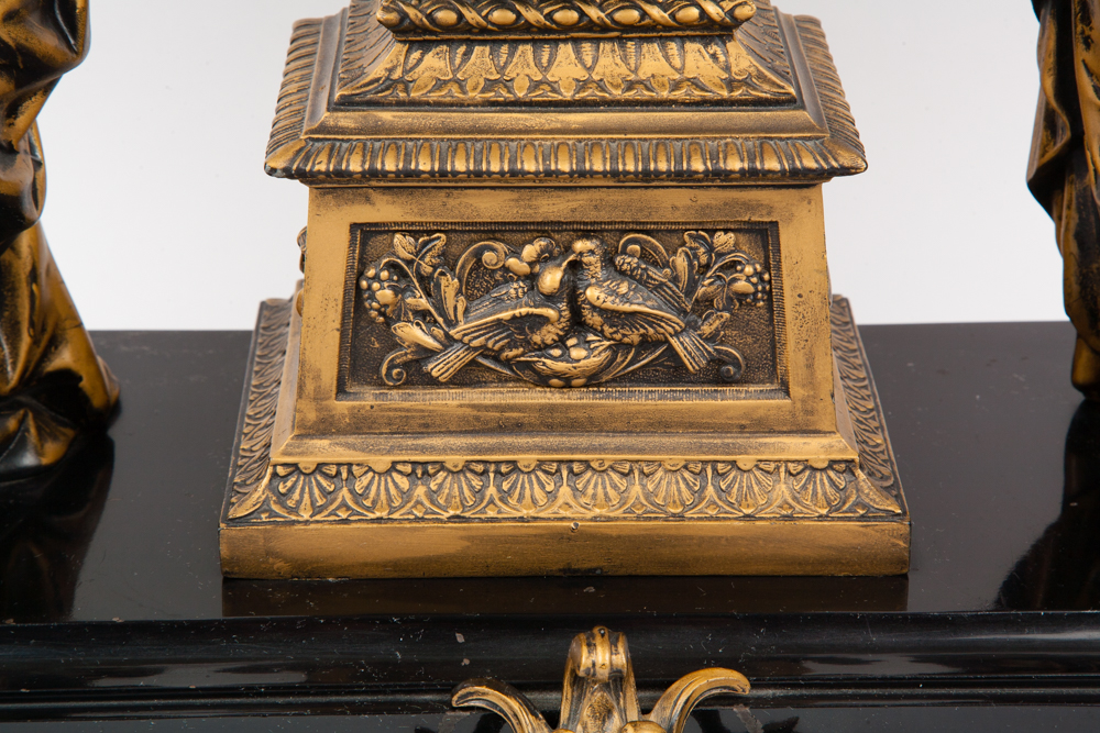 Ansonia "Poetry and Music" Figural Mantel Clock, Circa 1894