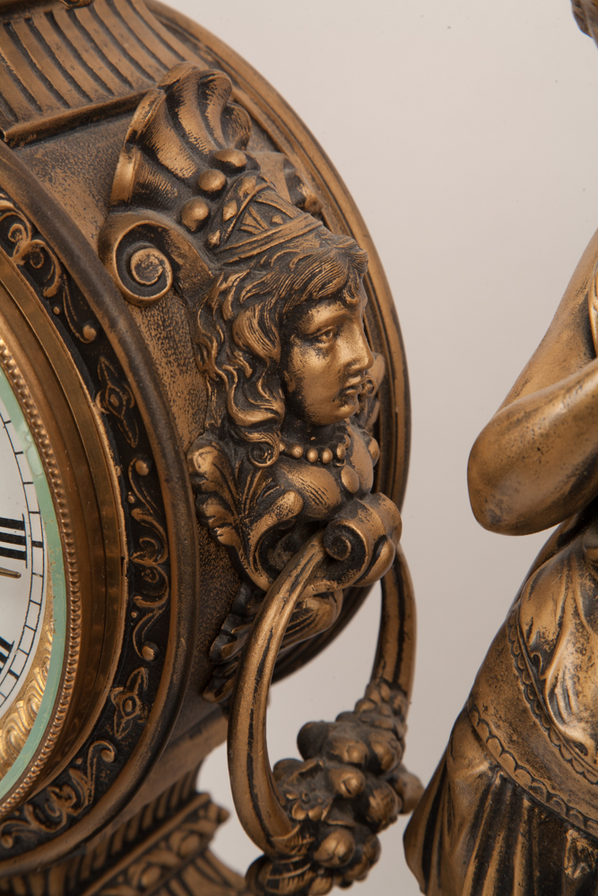 Ansonia "Poetry and Music" Figural Mantel Clock, Circa 1894