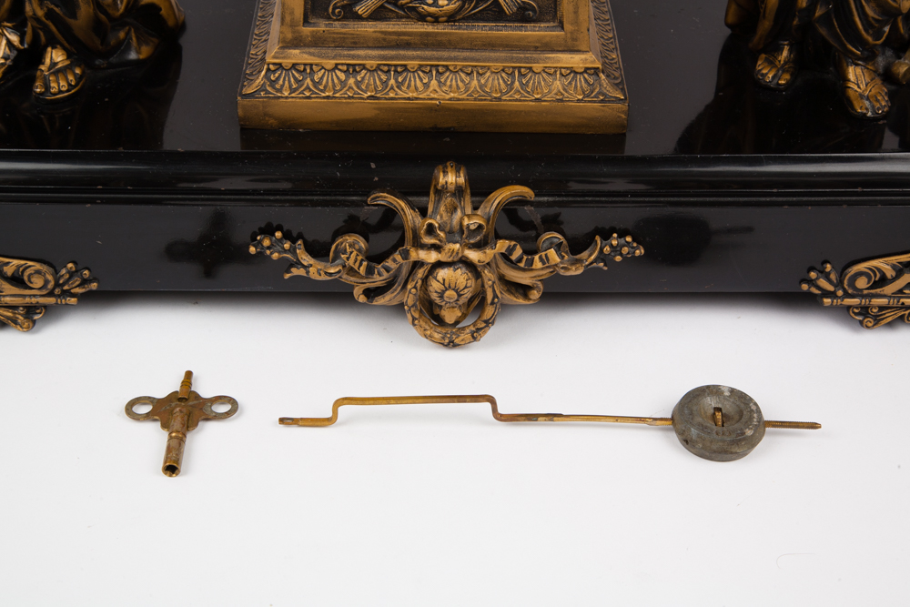 Ansonia "Poetry and Music" Figural Mantel Clock, Circa 1894