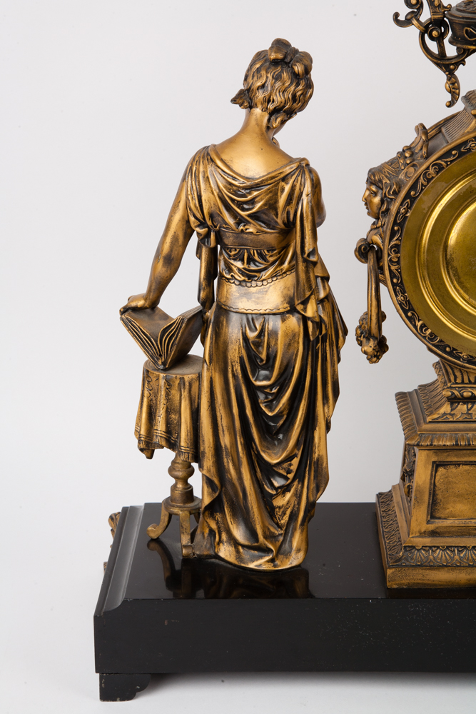 Ansonia "Poetry and Music" Figural Mantel Clock, Circa 1894