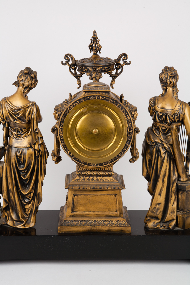 Ansonia "Poetry and Music" Figural Mantel Clock, Circa 1894