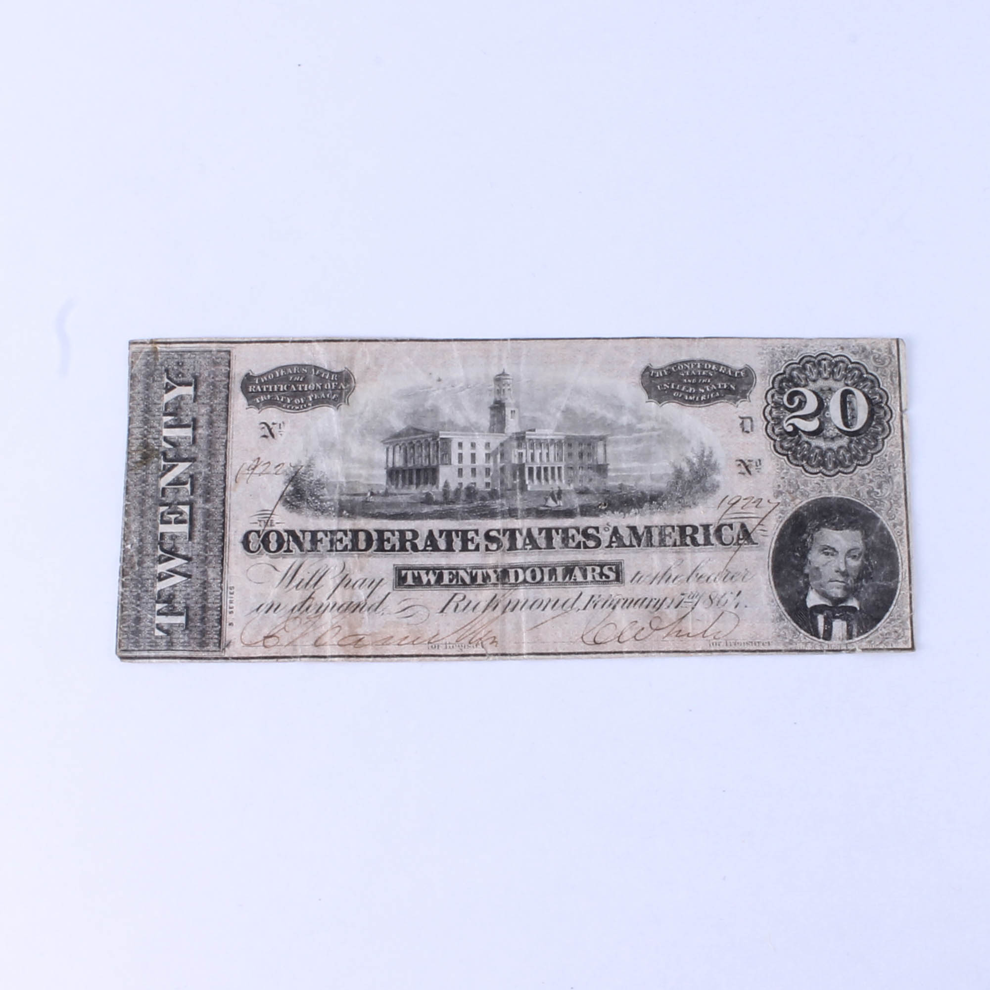 Confederate States of America Twenty Dollar Bill