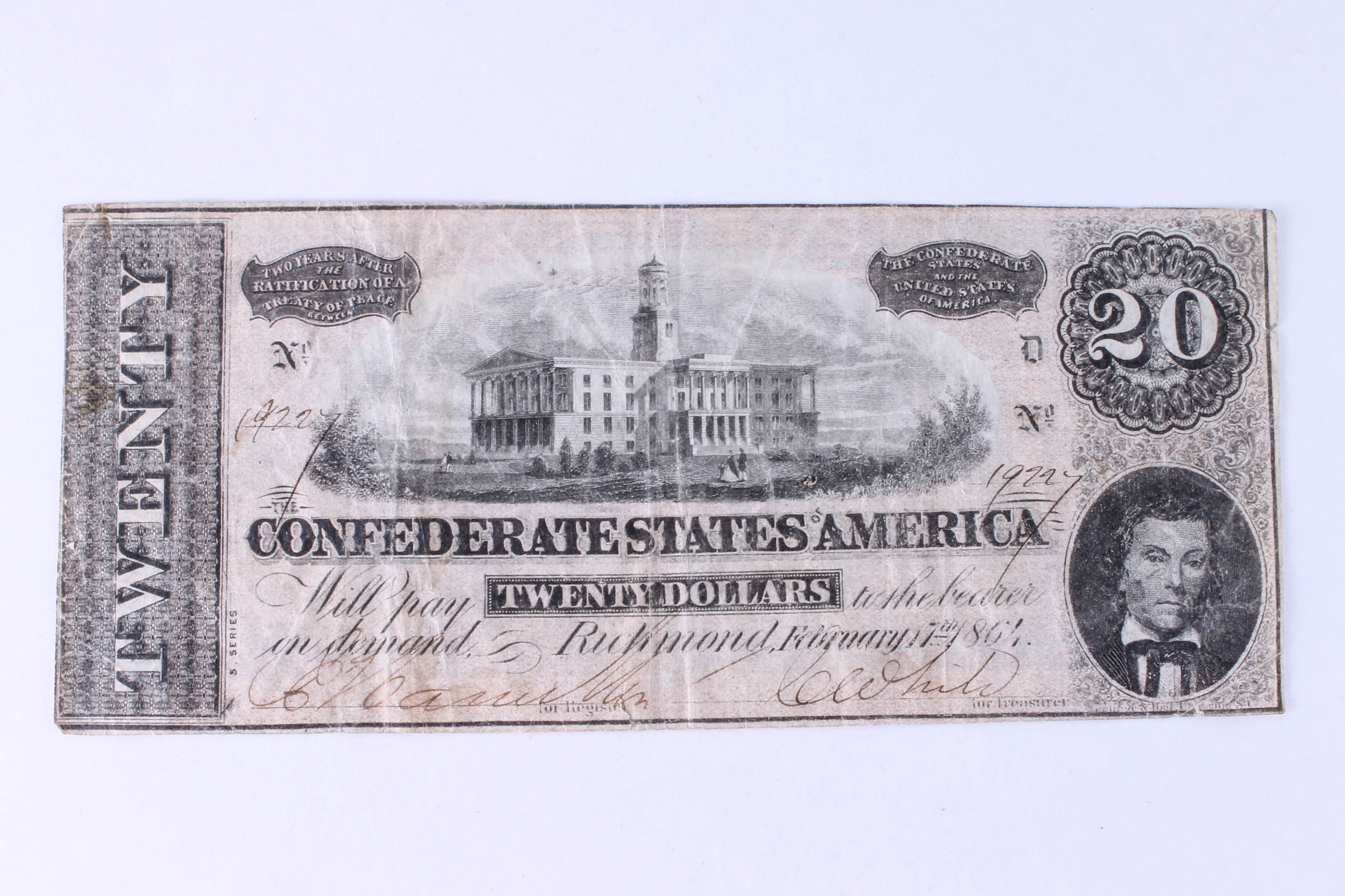 Confederate States of America Twenty Dollar Bill