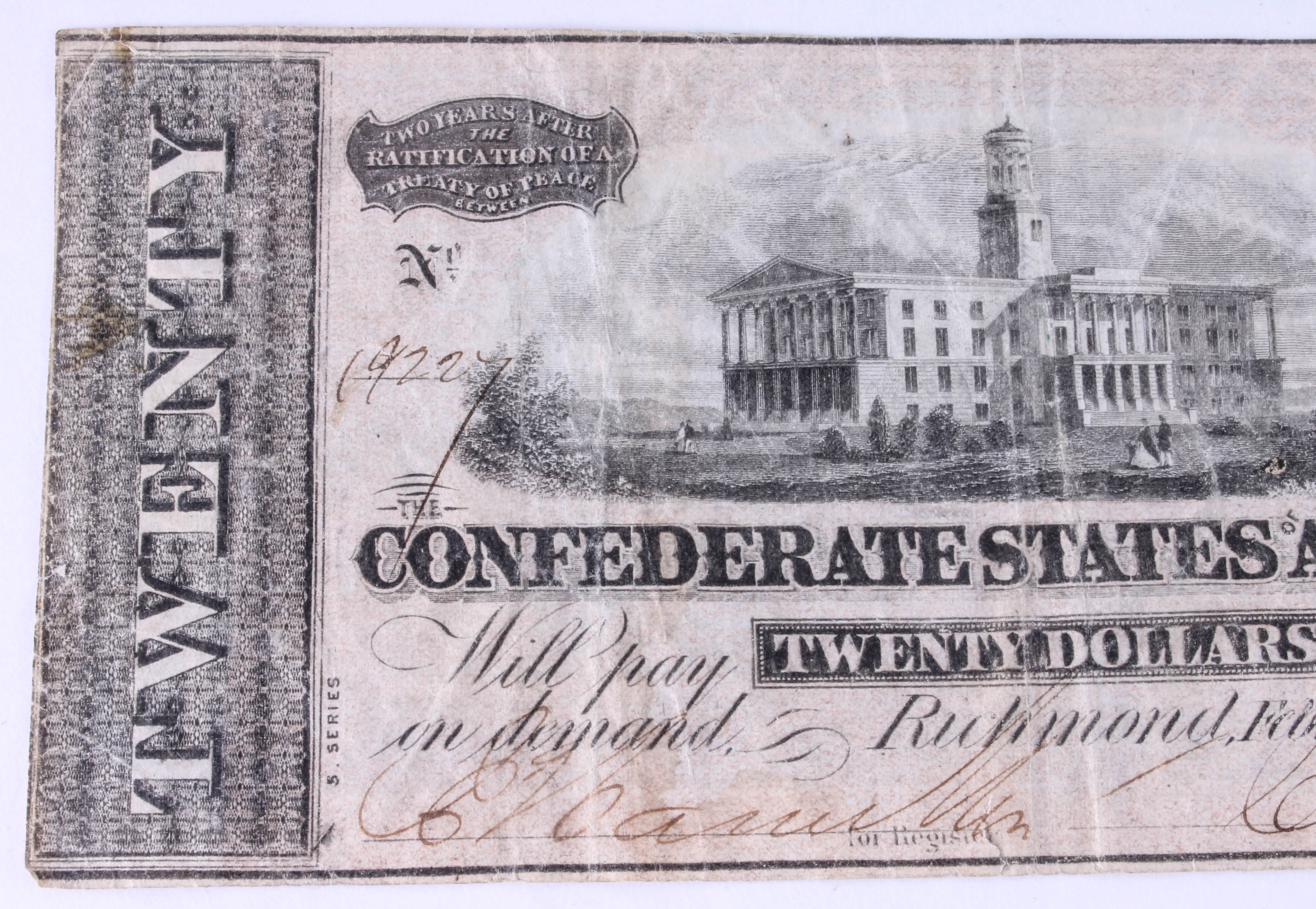 Confederate States of America Twenty Dollar Bill