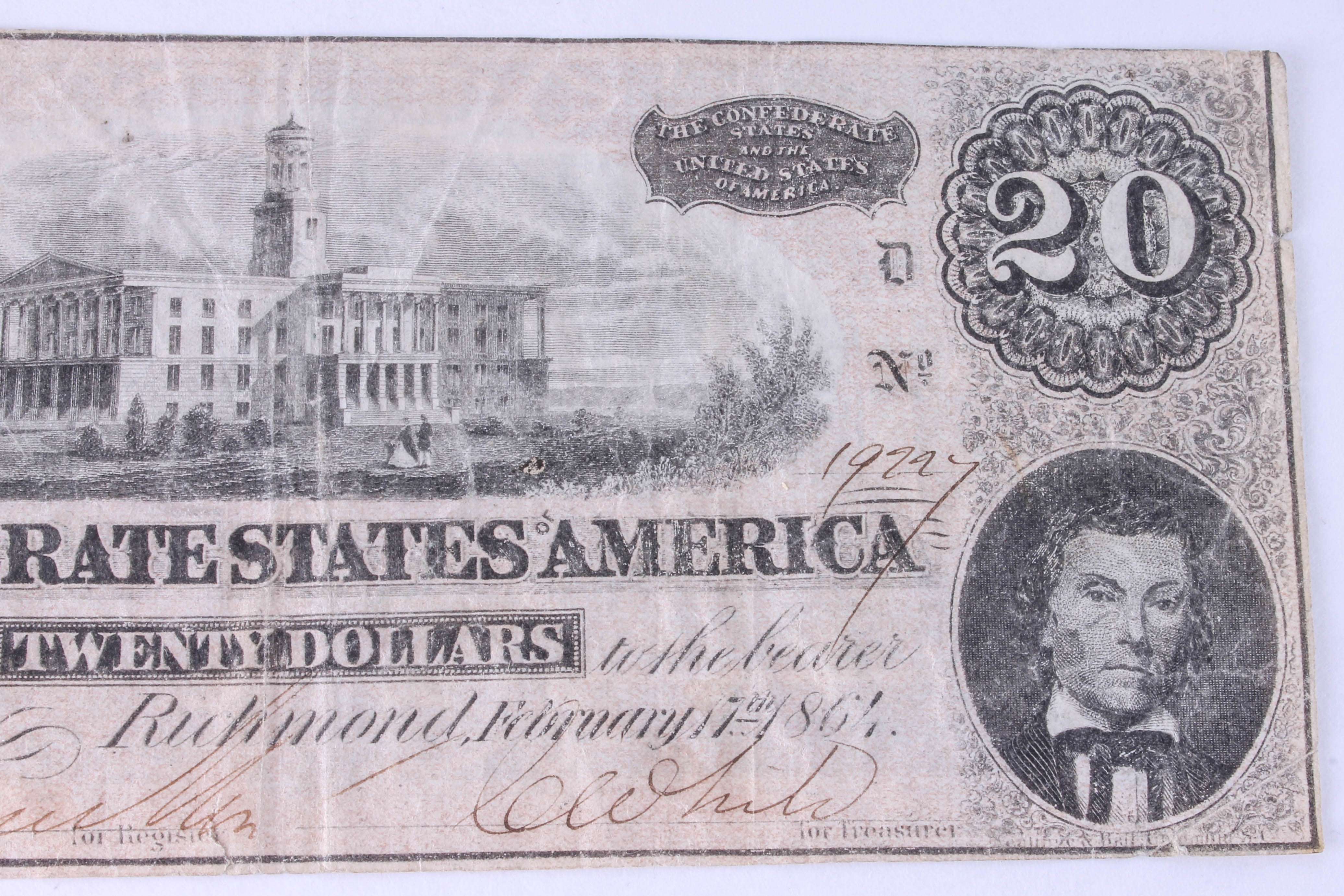 Confederate States of America Twenty Dollar Bill
