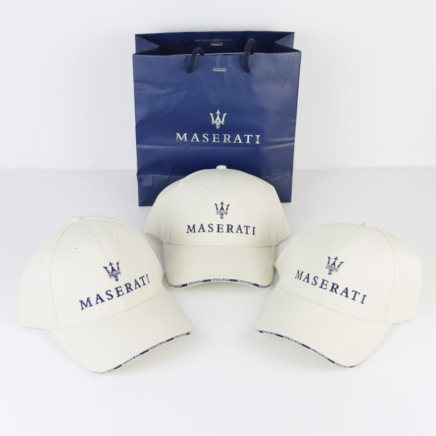 Three Maserati Brushed Twill Ball Caps
