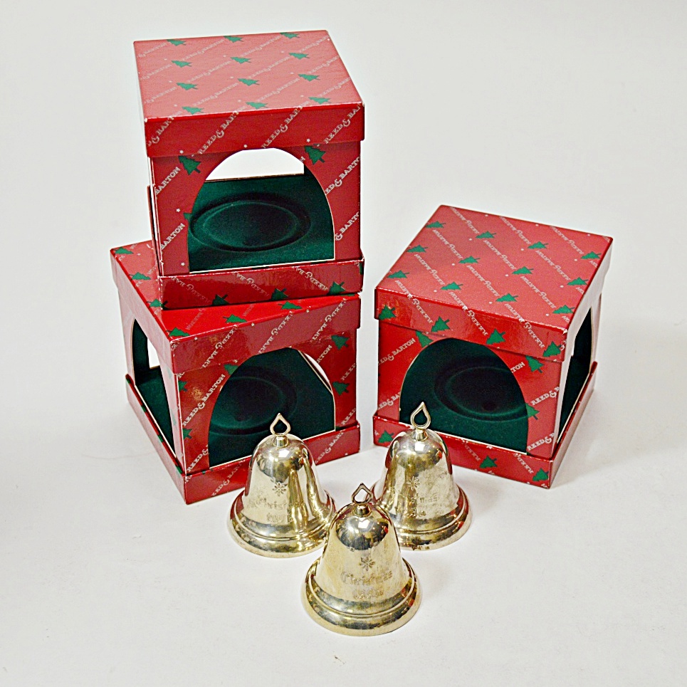 Three Reed & Barton Sterling Silver Bell Ornaments