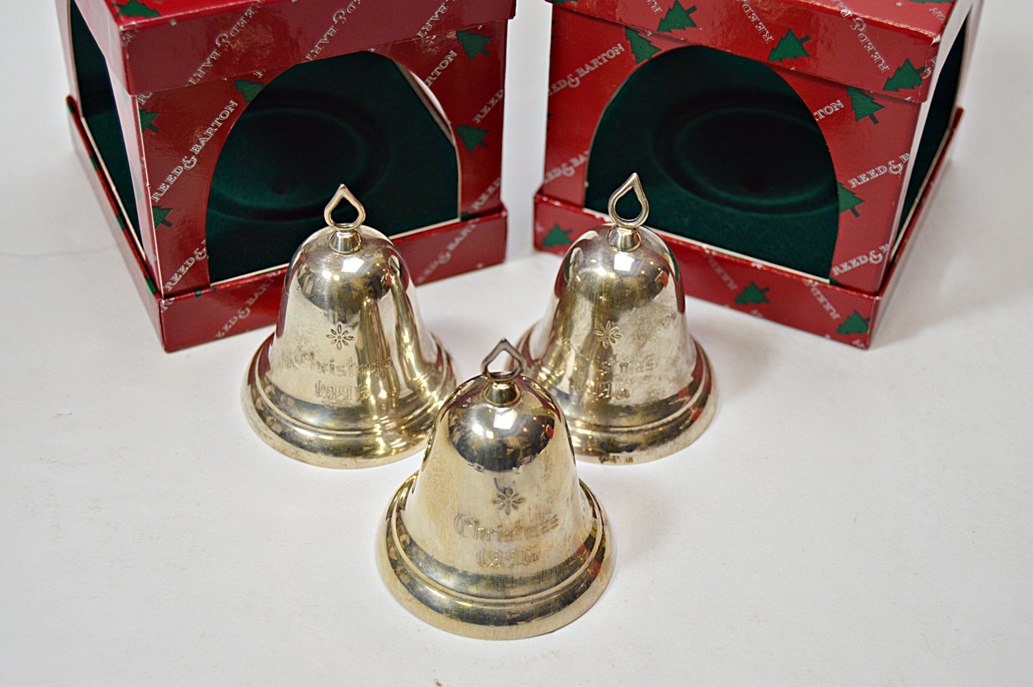 Three Reed & Barton Sterling Silver Bell Ornaments