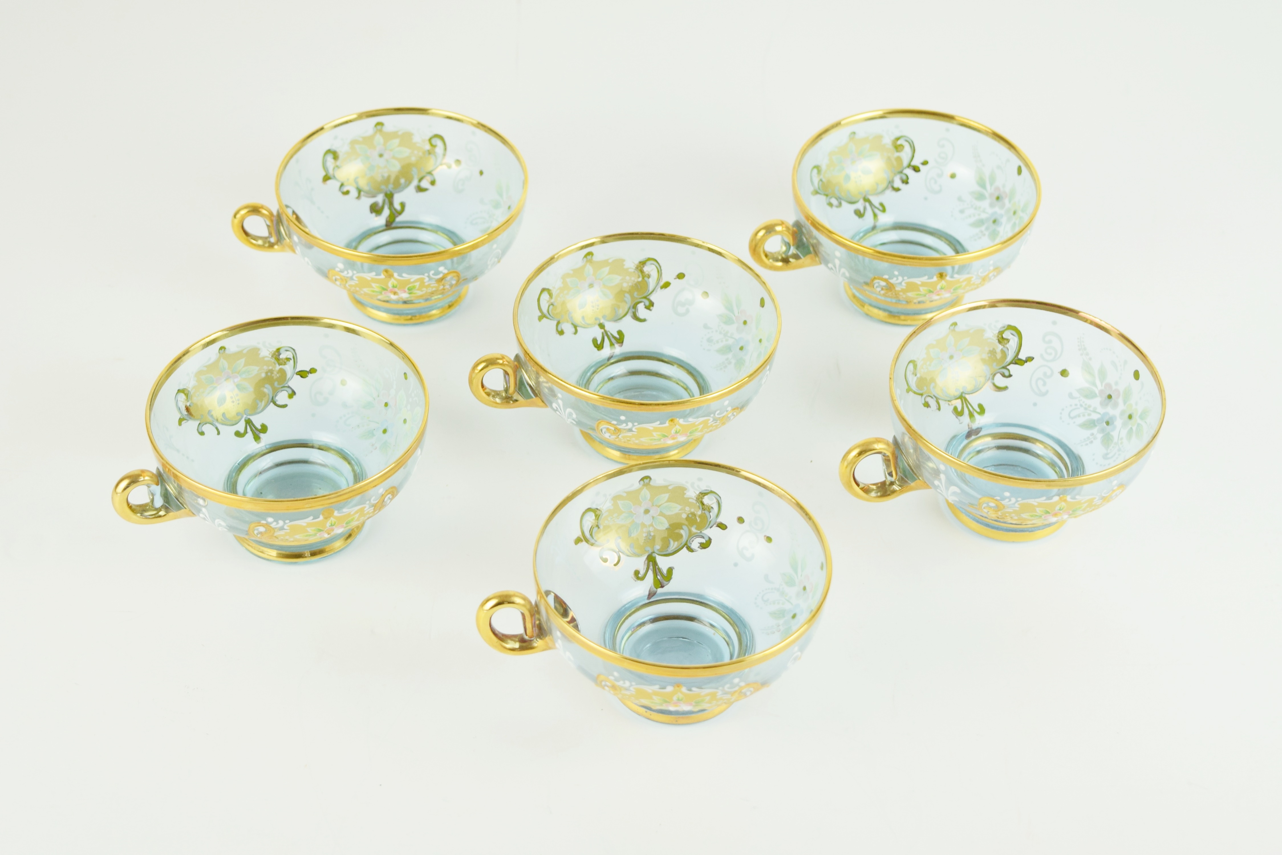 Neodymium/Alexandrite Murano Glass Punch Bowl and Cups, Signed