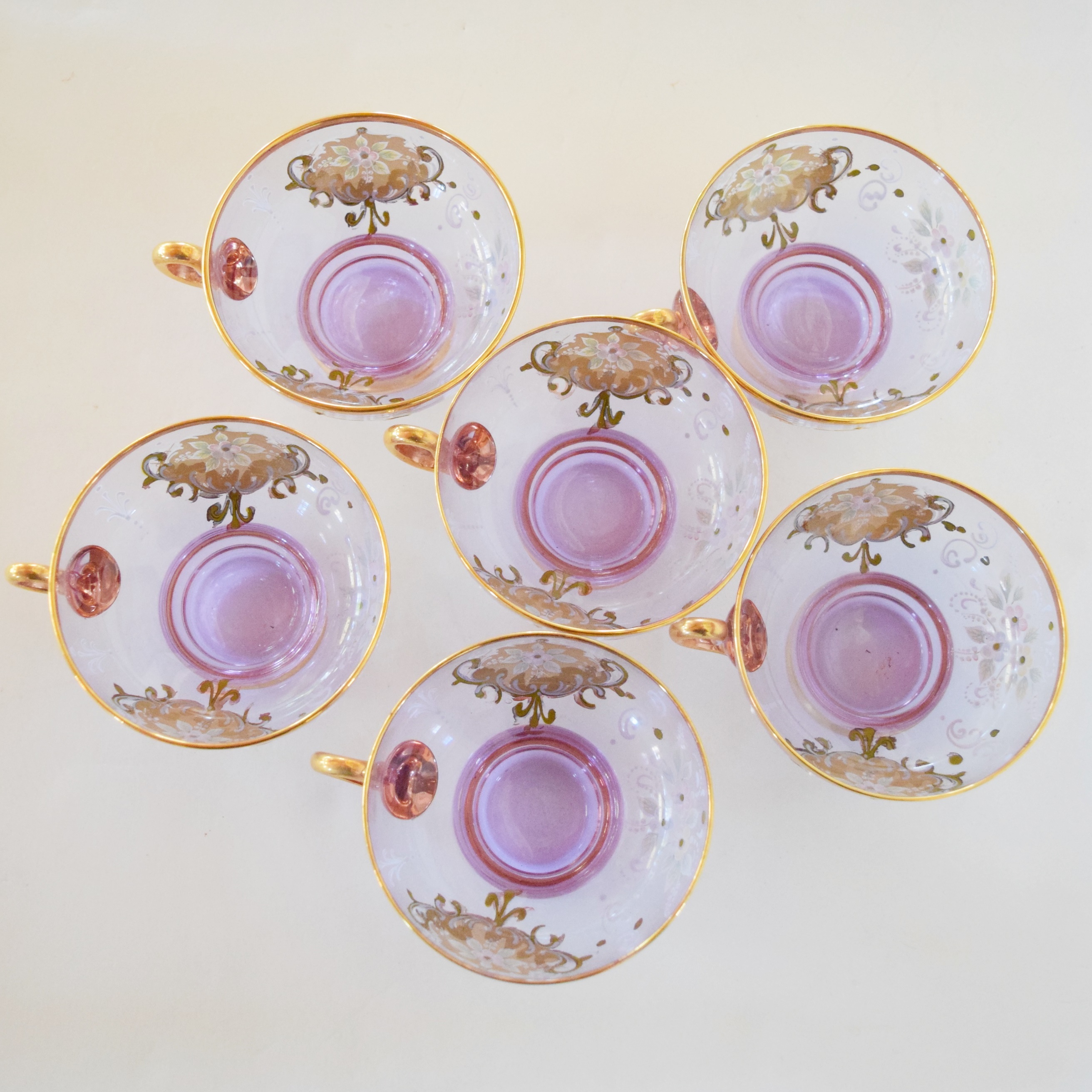 Neodymium/Alexandrite Murano Glass Punch Bowl and Cups, Signed